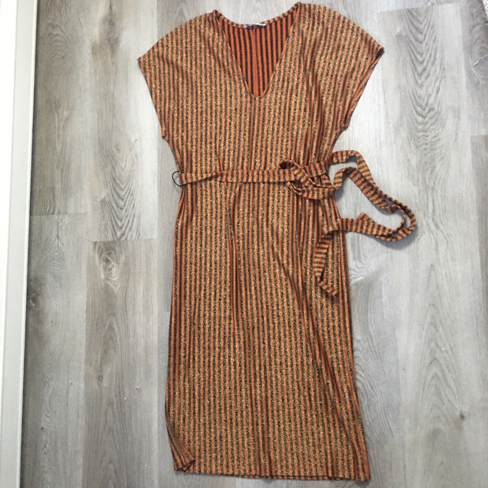 Midi shimmery striped dress